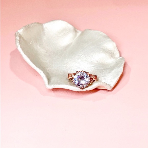 Rose Gold Plated Diamond Wedding Engagement Ring - Picture 3 of 11